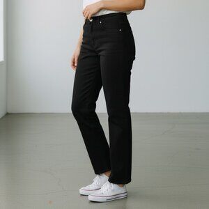Jachs Girlfriend Black Chino Pants Size 12 Straight Leg 5 Pocket